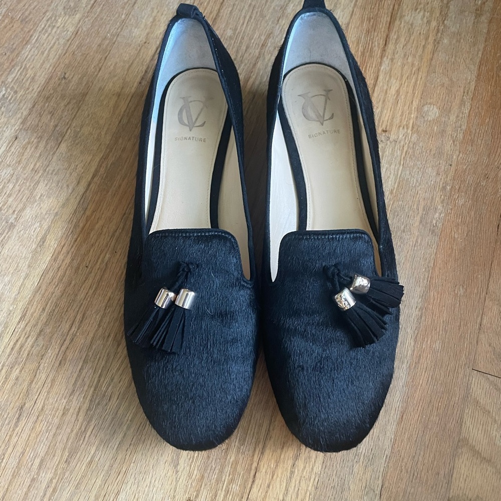 Vero Cuoio Signature Vi-Nancy Black Calf Hair Loafers Sz 10.5